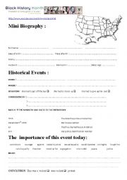 English Worksheet: ROSA PARKS: Black History Month