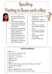 English Worksheet: Getting to know each other