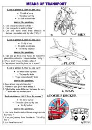 English Worksheet: MEANS OF TRANSPORT