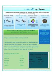 English Worksheet: phrasal verbs with on, off, up, down