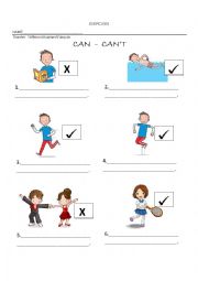 English Worksheet: can - cant