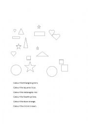 English Worksheet: colour the shapes