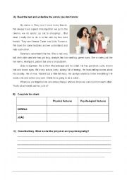 English Worksheet: Physical description - text and writing