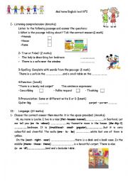 English Worksheet: mid term english test 2 