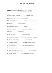 English Worksheet: and,but,so,because