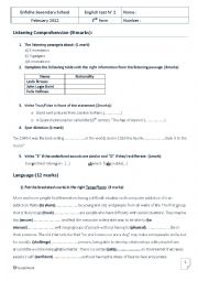 English Worksheet: 3rd form
