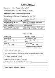 English Worksheet: REPORTED SPEECH