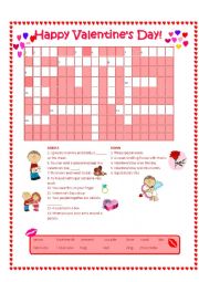 English Worksheet: Valentines Day Crossword