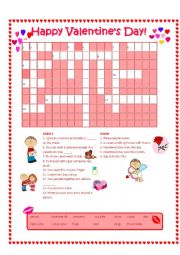 English Worksheet: Valentines Day Crossword