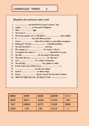 English Worksheet: IRREGULAR VERBS 3
