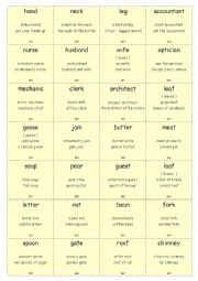 English Worksheet: Vocabulary Cards WITH COLLOCATIONS Elementary Set 6 (Nouns 2)