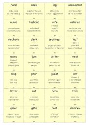 English Worksheet: Vocabulary Cards WITH COLLOCATIONS Elementary Set 6 (Nouns 2)