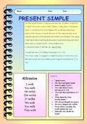 English Worksheet: PRESENT SIMPLE 