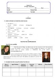 English Worksheet: Test on Personal information