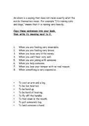 English Worksheet: Idioms