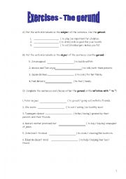 English Worksheet: Gerund