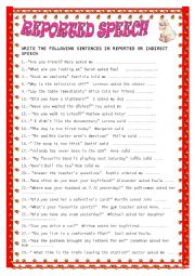 English Worksheet: REPORTED SPEECH