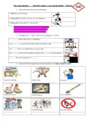 English Worksheet: module 4 lesson 1: you must be careful 