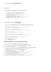 English Worksheet: Present Perfecy