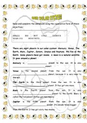 English Worksheet: our solar system