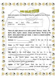 English Worksheet: our solar system