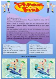 English Worksheet: Phineas & Ferb worksheet