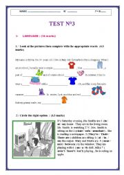 English Worksheet: MID TERM TEST N2 / 7 th form