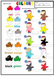 English Worksheet: COLOURS 