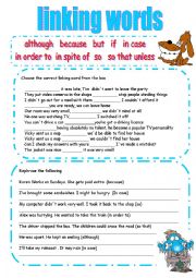 English Worksheet: Linking words