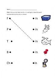 English Worksheet: Words Ending in -in