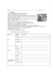 English Worksheet: Reading activity