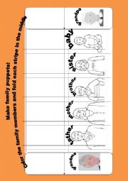 English Worksheet: family puppets