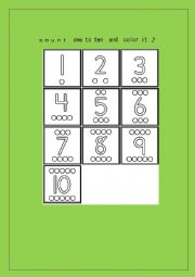 English Worksheet: count the number and color it !