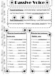 English Worksheet: Present/Past Continuous Passive Voice