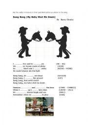 English Worksheet: Past Simple-  Song: Bang Bang (My Baby Shot Me Down) 