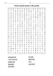 English Worksheet: FIND PUZZLE DISEASES