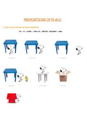 English Worksheet: Prepositions of place