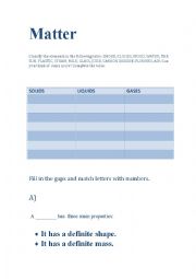 English Worksheet: Matter