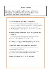 English Worksheet: Word order