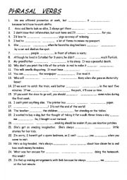 English Worksheet: PHRASAL  VERBS