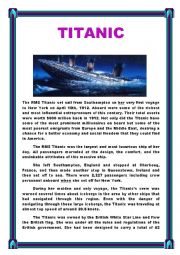 English Worksheet: TITANIC ( Reading + Comprehension questions)