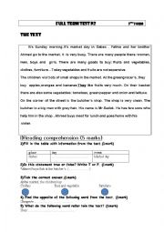 English Worksheet: 7th form test