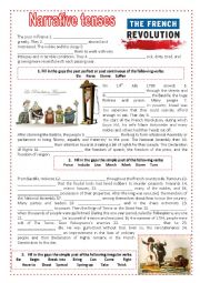 English Worksheet: Narrative tenses and The French Revolution