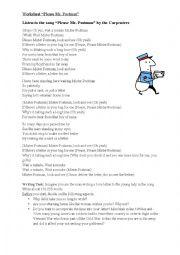 English Worksheet: Writing- Please Mr. Postman (song)