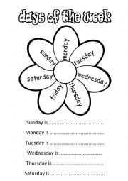 English Worksheet: Colouring the days of the week