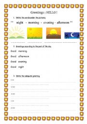 English Worksheet: greetings