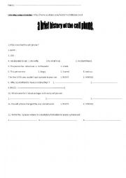 English Worksheet: A BRIEF HISTORY OF THE CELLPHONE