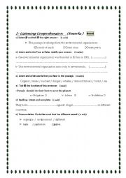 English Worksheet: listening comprehension (9th form) 