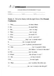 English Worksheet: Present Continuous