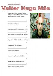 English Worksheet: Interview with Valter Hugo Me 